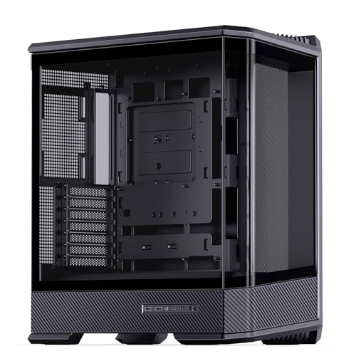 JONSBO D400 Black ATX Mid-Tower Pc Case,Three-Dimensional Beveled Curved Glass Design,Desktop Computer Case, Support BTF Motherboard/ATX Power supply/Dual360 AIO,10 Fan Positions,Black