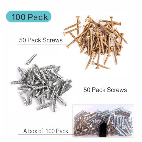 Image of 50 Pack Heavy Duty Hollow Wall Anchors with Screws, Ideal for Hinge Hole Repair, for Concrete and Drywall M5x30mm