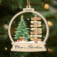 Personalized Travel Adventure Ornament, Custom Travel Destination Ornament, Christmas Tree Keepsake for Travelers, Holiday Decoration Travels Gift for Couples, Friends, Family 3