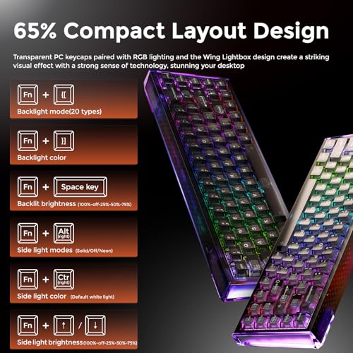Image of DAREU COOL68 65% Hall Effect Magnetic Switch Gaming Keyboard with 8000Hz Polling Rate,Rapid Trigger,Adjustable Actuation,SOCD,0.1ms Latency,Gasket Mount,Clear keaycaps,Hot swappable,RGB Light