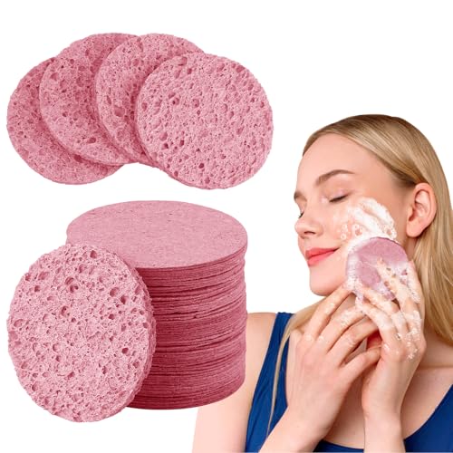 Lot de 80 éponges pour le visage - En cellulose - Compressées - Éponge naturelle pour les soins quotidiens de la peau et le démaquillant