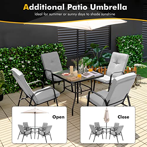 Tangkula 5 Ft Patio Umbrella, Outdoor Table Market Umbrella With Quick-Release Button, 4 Sturdy Ribs, Fade Resistant & Waterproof Canopy, Sun-Protective Patio Umbrella For Garden, Poolside, Backyard #TOP2
