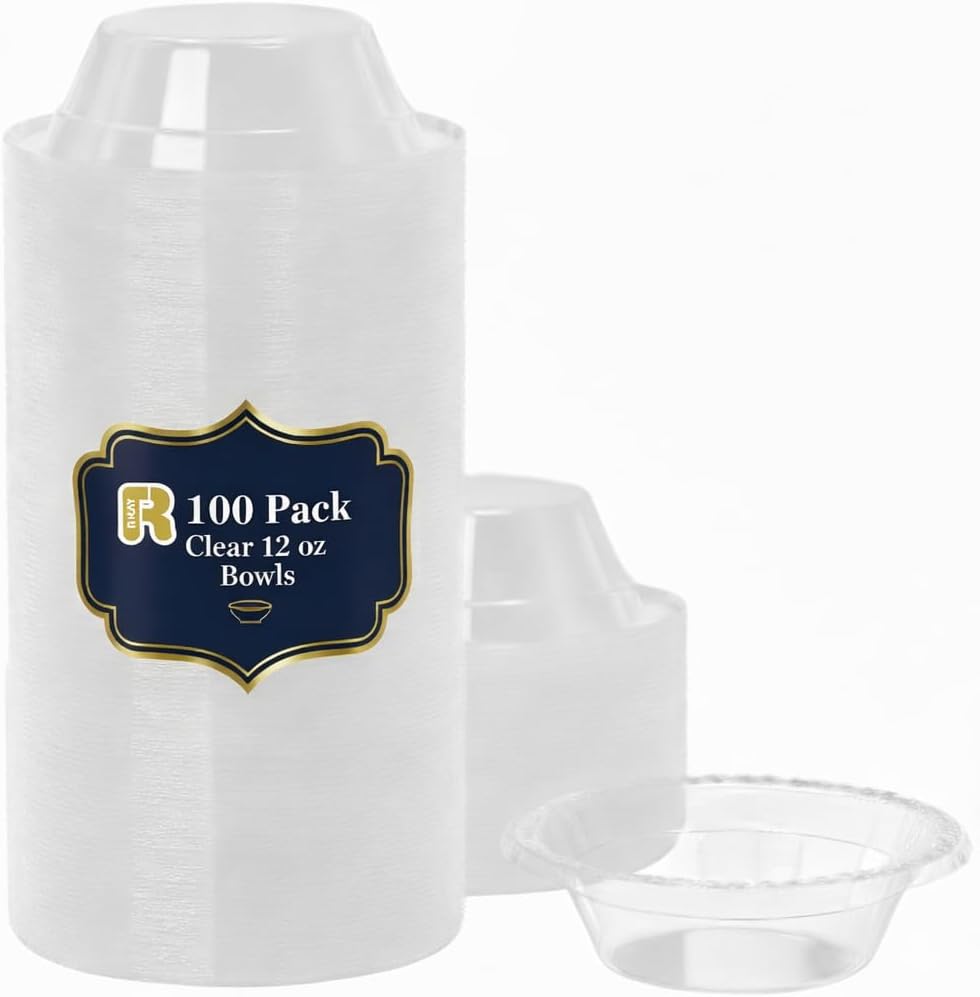 R-kay 100 Pack 6 Inch Clear Plastic Plates - Heavy Duty Small Dessert Plates - Microwavable Small Appetizer Plates - Premium 6 inch Disposable Plates