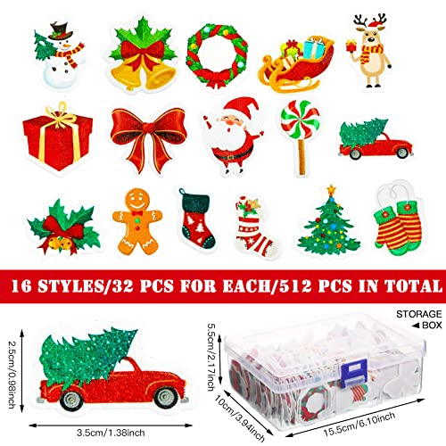 512 Pieces Christmas Cake Decorations Christmas Cupcake Toppers Wafer Paper Cake Decorations Santa Claus Xmas Tree Snowman Reindeer Bell Wreath Cake Decor For Christmas Theme Party Supplies, 16 Styles #TOP1