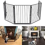 UISEBRT Reja de protección para chimenea de metal, 5 piezas, reja de seguridad infantil, reja de protección para niños, reja de protección para puertas, parque infantil, 305 cm