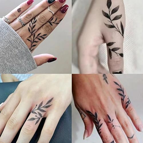Realistic Small Finger Temporary Tattoos - 10 Sheets Waterproof & Long Lasting Fake Tattoos with Black Floral Designs - Image 3