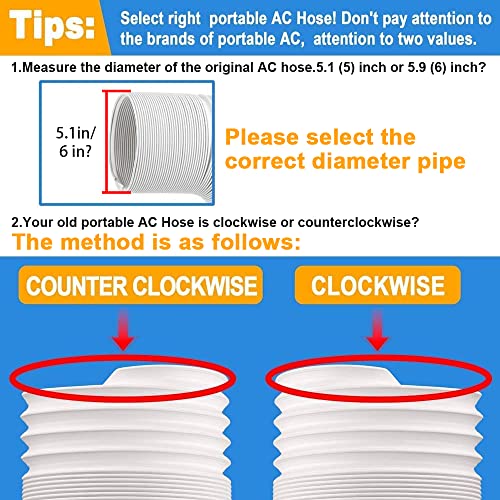 Air Conditioner Hose, Portable Exhaust Vent Hose With 5.9 Inch （6‘’） Diameter, Counterclockwise Ac Hose Length To 80 Inch, Universal Replacement Ac Vent Hose For Lg And Many More Portable Ac #TOP2