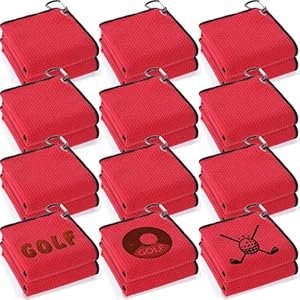Batiyeer 12 Pcs Golf Towel Bulk for Golf Bags 16” x 16” Microfiber Fabric Towel with Clip Waffle Pattern, Fitness, Camping, Hiking, Yoga
