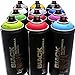 Montana Black 400ml Popular Colors Set of 12 Graffiti Street Art Mural Spray Paint