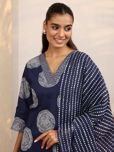 Image of Libas Printed Cotton Blend Straight Kurta Set for Women | daily wear suit
