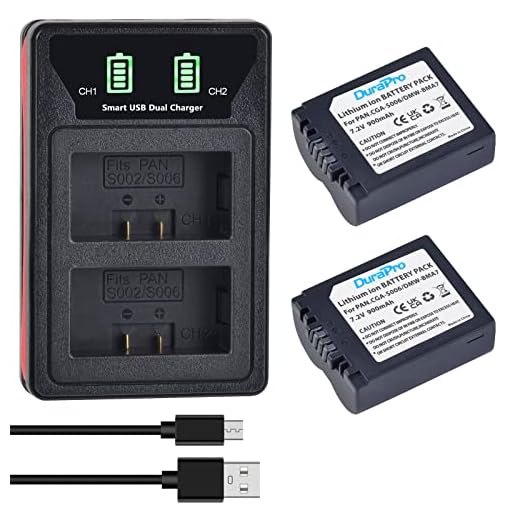 DuraPro 2Packs CGR-S006e CGA-S006 Battery Akkus + LED Built-in USB Dual Charger for Panasonic CGR-S006A,DMW-BMA7 DMC-FZ50 FZ50 DMC-FZ7 DMC-FZ8 DMC-FZ18 DMC-FZ28 DMC-FZ30 / V-LUX 1