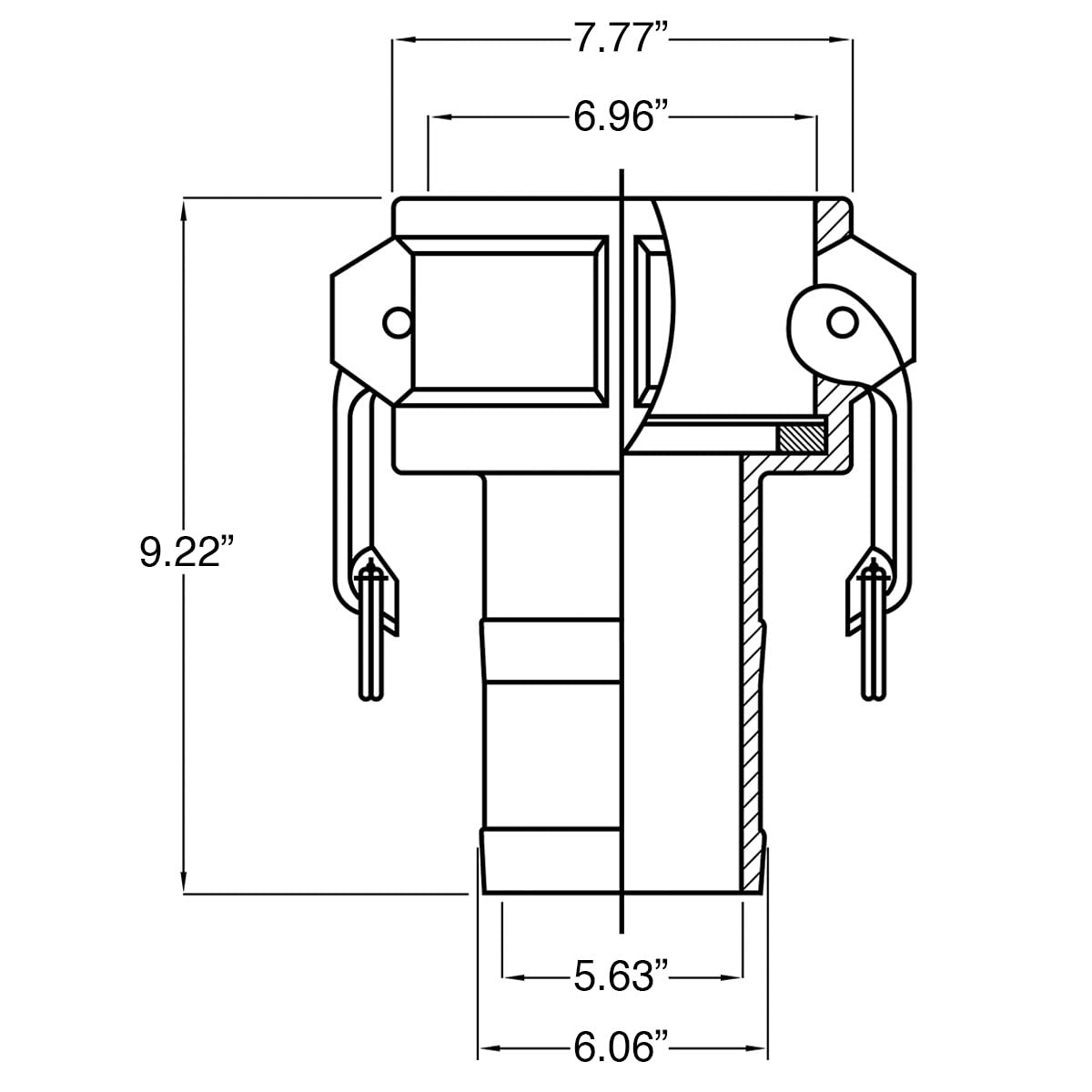 Gloxco Aluminum Type C Cam and Groove Hose Fitting, 6