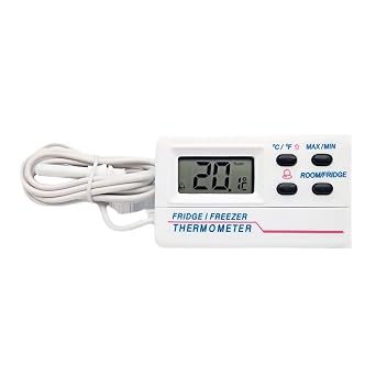 Thermometer Digital Refrigerator Thermometer Indoor Outdoor Fridge Freezer Thermometer with 2 Sensor and Alarm for Home Restaurant
