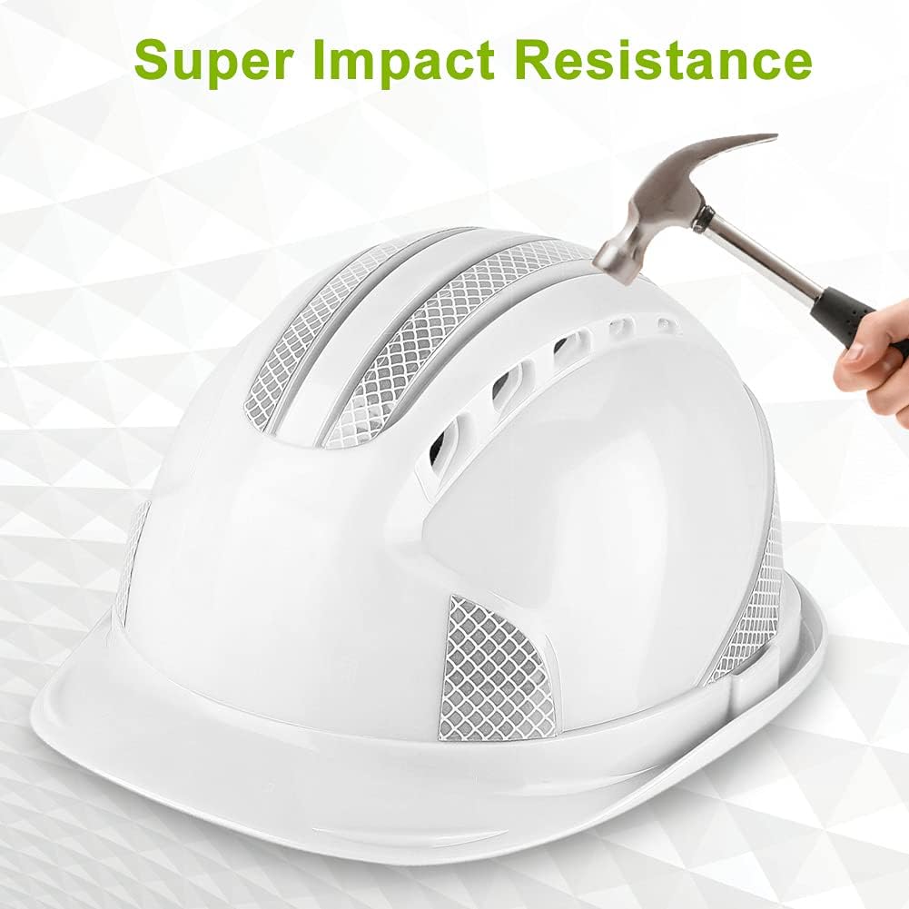 Suреr Brаndѕ Safety Helmet,Work-at-Height and Rescue Impact Resistant Construction Protective Helmet,Construction Site Helmet with Super Strong Reflective Strip/Head Venting Hole/Rain Chute/Short Brim