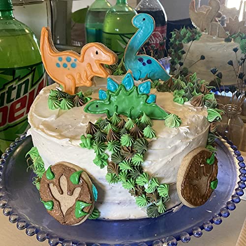 Dinosaur Cookie Cutters Set Of 12, Steel Metal Dinosaur Theme Shapes Baking Mold For Kids Birthday Party Supplies, Footprint, Dinosaur Eggs,Brontosaurus, Camarasaurus, Stegosaurus, Thiceratops #TOP3