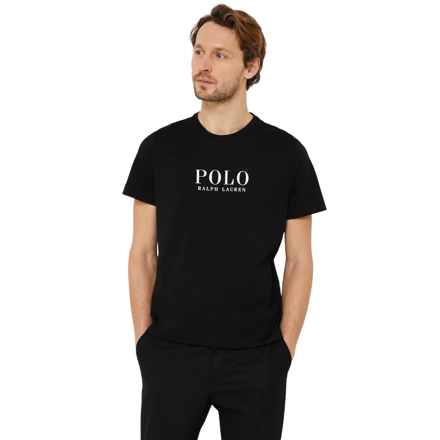 Ralph Lauren T-Shirt Mężczyźni Czarny T-Shirt Casual z Logo Print, Czarny, XXL
