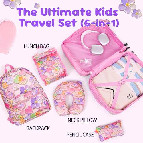 16’’ Kid’s Luggage Set with Spinner Wheels, Hardside with Suitcases,6 Piece