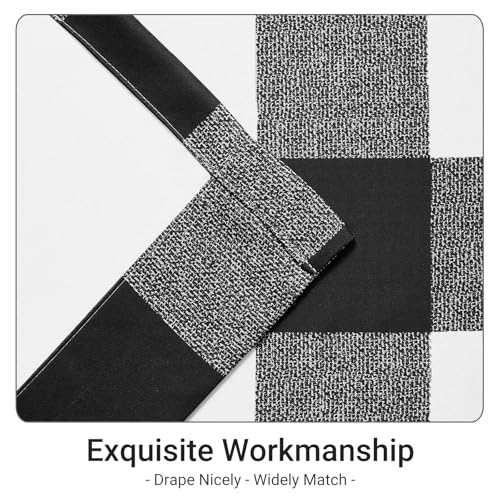 Melodieux Buffalo Check Plaid Blackout Curtains 84 Inches Long for Bedroom, Living Room Thermal Insulated Room Darkening Grommet Drapes, Black, 50 x 84 Inch, 2 Panels