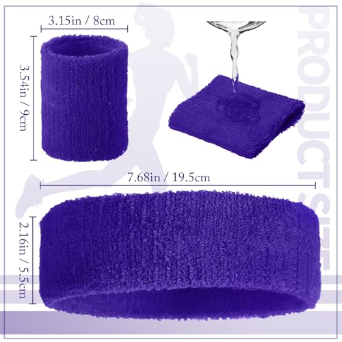 Image of Civaner 12 Pcs 80 90s Neon Sweatbands Soccer Baseball Headbands Wristband Set for Men Women Party Cotton Headbands Terry Cloth Athletic Sweat Bands for Tennis Football Gym Outdoor