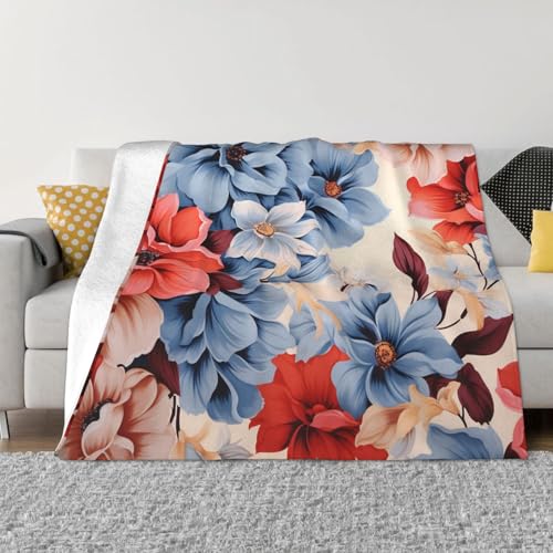 Couverture en microfibre imprimé floral pour lit et canapé douillet