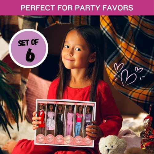 Set de 6 muñecas negras de 11.5 pulgadas estilo moda miniatura 5