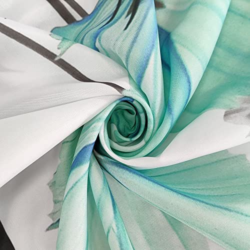 Teal Shower Curtain, Rustic Elegant Floral Turquoise And Gray Daisy Flower Bathroom Curtains, Cute Wildflower Design Farmhouse Plant Turquoise Blue And Grey Shower Curtain Liner With Hooks,72X72Inch #TOP3
