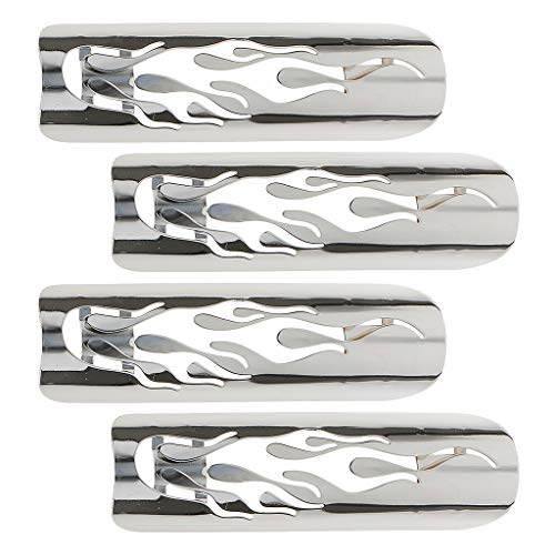 Homyl 4 - Protetor térmico para tubo de escape de chama perfurado para Harley Cruise Branco