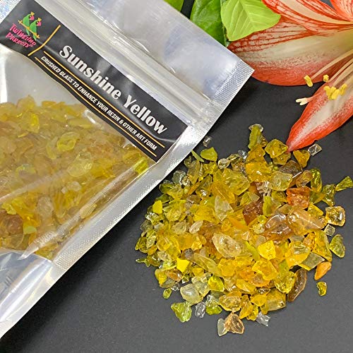 Twinkling Parrots Crushed Firepit Glass | Sunshine Yellow | Resin Art | 250gm |