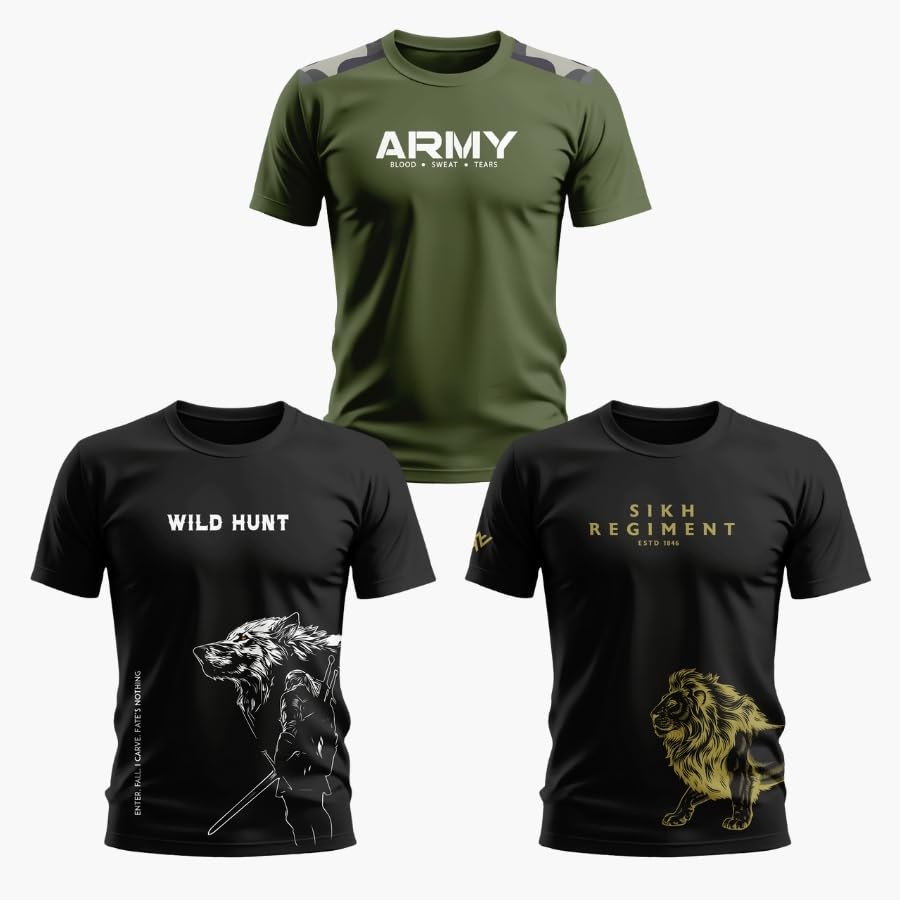 warriorworld Men’s Pure Cotton T-Shirts Combo | Graphic Printed Typography Tees | Stylish Casual Cotton Round Neck T-Shirts | Pack of 3-picture-20