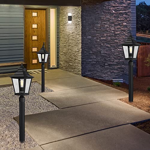 Luminzone Large Outdoor Post Lights, Lamp Post Light Fixture Black Finish,Waterproof And Anti-Rust Modern Aluminum Pillar Outside Lighting For Walkway, Driveway, Carriage, Patio, Porch, Front House #TOP6