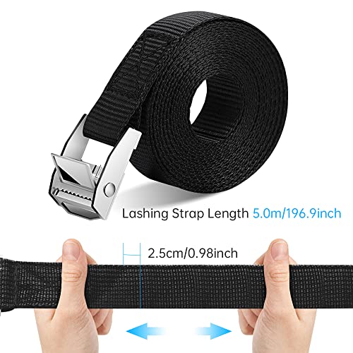 OneNine Pacote com 2 correias de amarração com fivelas ajustáveis, tiras de amarração de 5 m - 2,5 c