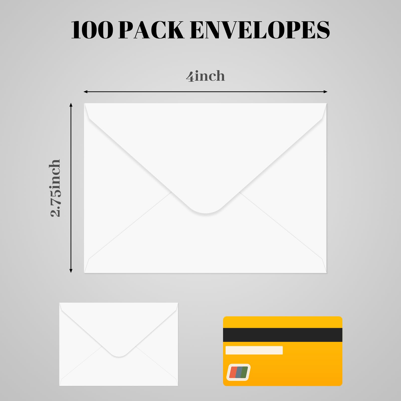 50 Packs of Gift Card Envelopes with Blank Cards，4x2.75 Mini Envelope Business card envelope (50, Black, 4x2.75): 4 x 2.75 inches White 100