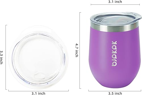 Miniatura 3 de BJPKPK 2 vasos de vino aislados de 12 onzas, vaso de vino aislado de 12 onzas con tapa, vasos de vino de acero inoxidable irrompibles, vaso aislado