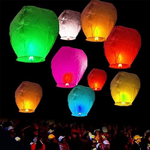 Paper Sky Lanterns Multicolour Wishing Hot Air Balloon Flying Night Sky Candle for Diwali Christmas Marriage Birthday Pack of 4 Wishing Balloon