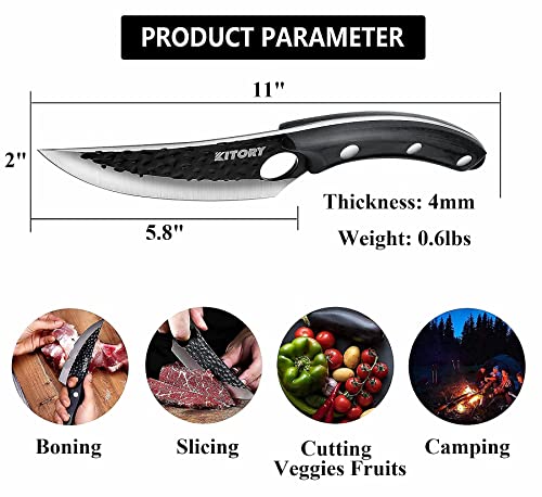 Hand-Forged Viking Boning Knife - 5.8" High Carbon Steel Butcher Knife with Ergonomic Wood Handle - Perfect for Meat Cutting, BBQ, Camping & Outdoor Cooking - Unique Gift for Chefs & Grill Masters — view 2