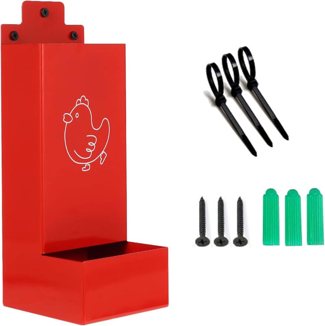 Poultry Feeder with Automatic and Wall Moutned Design Iron Chicken Grit Oysters Shell Feeder for Chick and Small Bird Poultry Feeding Dispenser