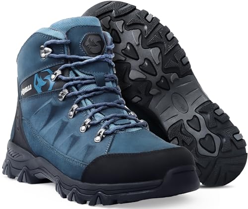 Image of Foxelli Men’s Hiking Boots – Waterproof Breathable & Lightweight Suede Leather Hiking Boots for Men