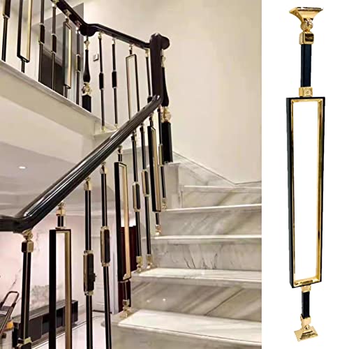 Balustres noirs 95 cm, kit rampe escalier extérieur et intérieur rectangulaire avec patins
