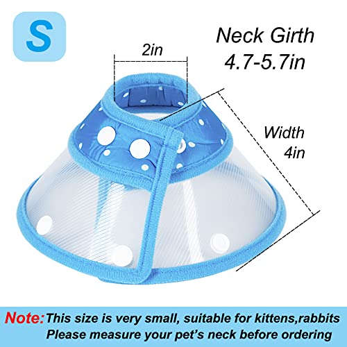 Vivifying Haustier Halskrause, Verstellbar von 12-14,5 cm Leichtgewicht Schutzkragen für Welpen, Kleine Hunde und Katzen (Blau-S)