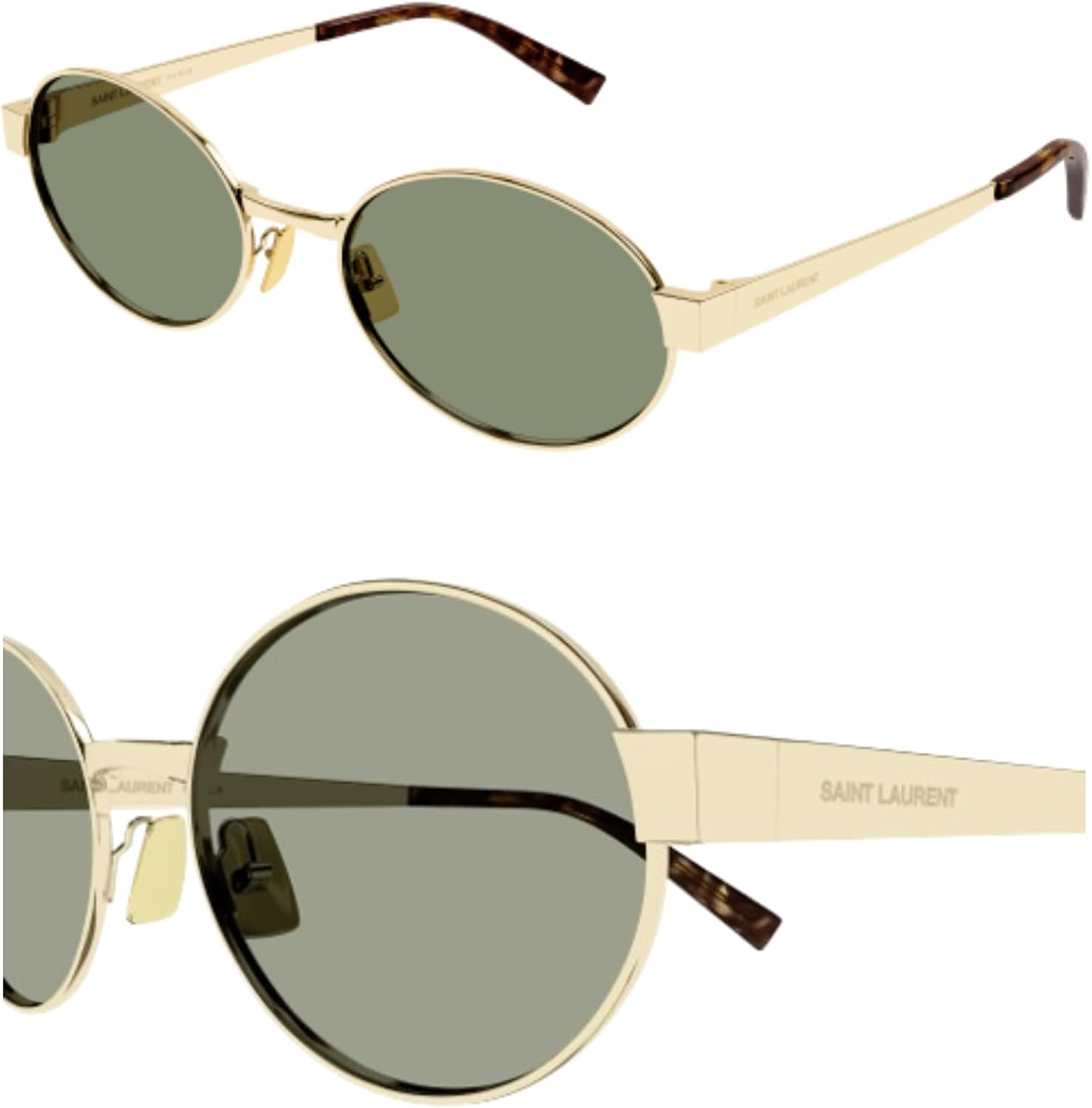 SAINT LAURENTSL SL 692 Metal Lettering Logo Classic Oval Shape Sunglasses with eSHADES Luxury Eyewear Kit Bundle image 2