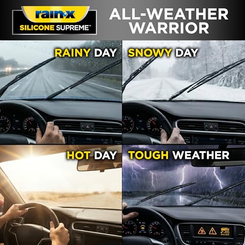 Image of RainX Silicone Supreme Windshield Wiper Blade 24 inch - Heavy Duty Silicone Squeegee, Extreme Weather Resistance & All-Season Performance, Streak-Free Beam Technology, Quick Install (Pack of 1)