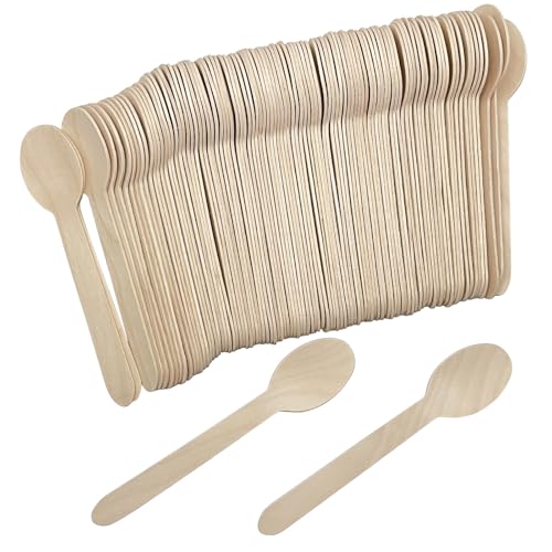 1000PCS Wooden Spoons Disposable - 6.3 Inch Natural Bamboo Spoons, Compostable and Biodegradable, Ideal for Eating, Crafts, Weddings, Picnics, BBQs, Birthdays and Outdoor Events 1000pcs disp