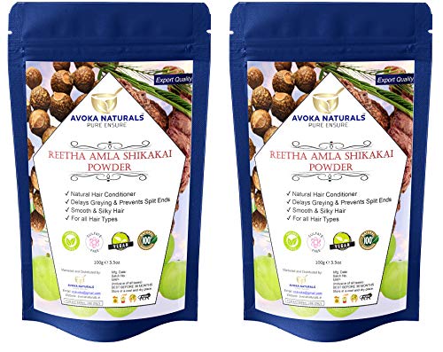 Avoka naturals reetha amla shikakai hair powder (pack of 2) 100g …