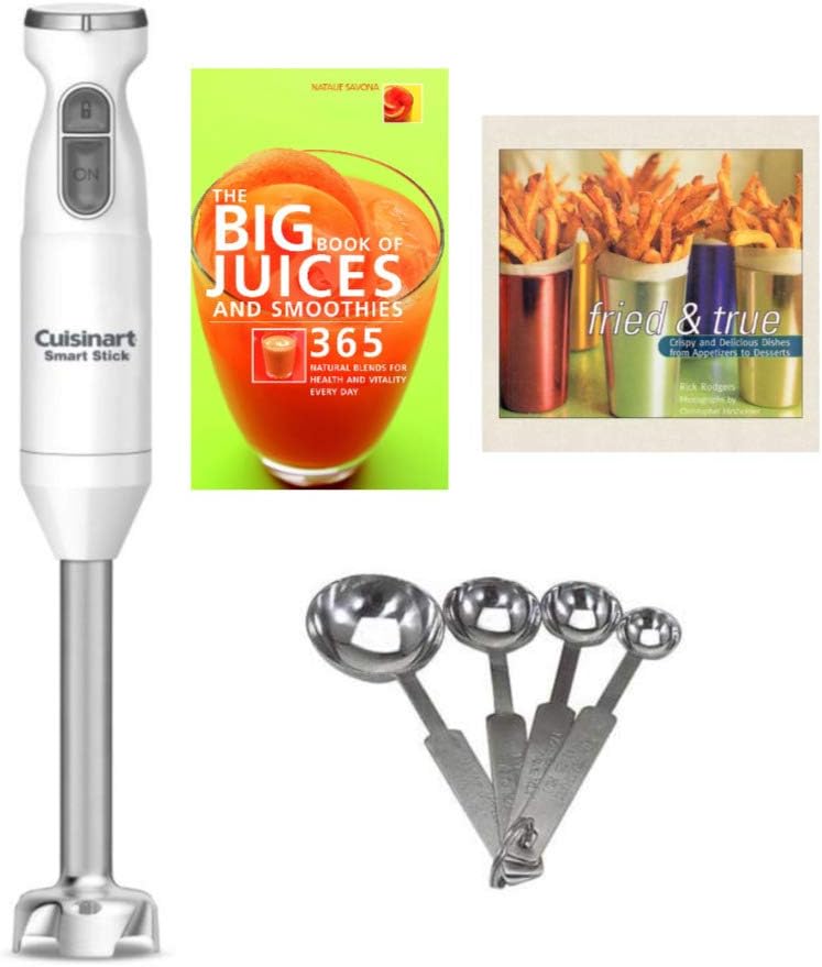 Cuisinart Smart Stick Two-Speed Hand Blender Set w/Measuring Spoon Set & 2 Recipe Books Bundle (4 Items)