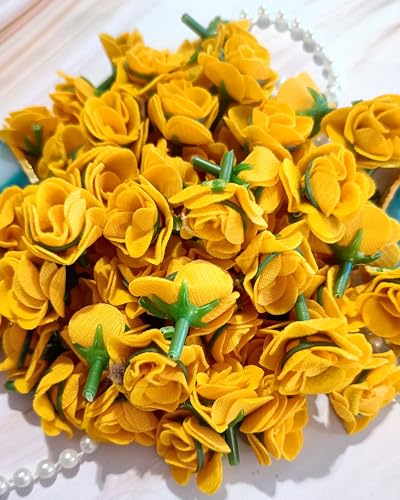 Image of VRB DecTM 50 Pcs Artificial Fabric Rose Fake Flowers Water Floating Flowers,Festival and Events, Home, Table, Bedroom, Pooja Room Decoration Items and DIY. (Yellow)