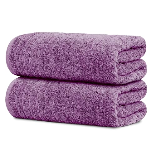 Tens Towels Pack of 2 Extra Large Bath Sheets 35 x 70 Inches, 100% Cotton, Larger & Lighter Weight, Quicker to Dry, Super Soft & Absorbent, Oversized Bath Towels, Purple