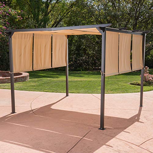 Christopher Knight Home Dione Outdoor Steel Framed 10' Gazebo, Beige/Brown #TOP3