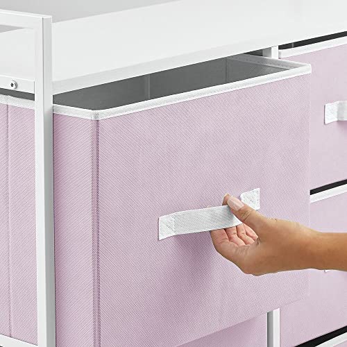 Mdesign 30.03" High Steel Frame/Wood Top Storage Dresser Furniture Unit With 5 Removable Fabric Drawers - Tall Bureau Organizer For Bedroom, Living Room, Closet - Jane Collection - Light Purple/White #TOP5