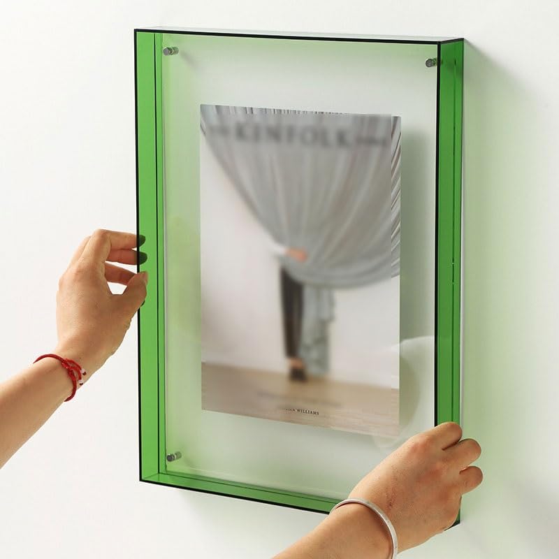 Cornice portafoto trasparente in acrilico fai da te, decorazione da parete, tavolo, decorazione creativa e semplice, per corridoio, camera da letto, blu 11 x 14 cm