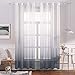 MIULEE Cortina Translúcida Visillo Gradiente Color Degradado Dos Paneles de Ojales Plateados Gasa para Ventanas Habitacion Dormitorio Cocina Sala de Estar 140x225cm Gradiente Vertical Gris